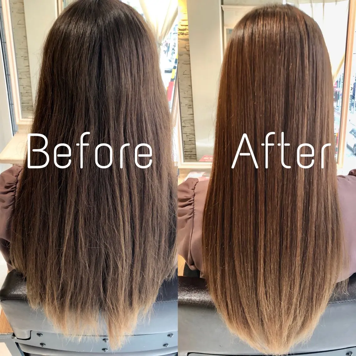 ロング カット ヘアカラー 縮毛矯正 トリートメント 山本美月♥️艶カラー 🐻暖色カラー♥️のヘアスタイル