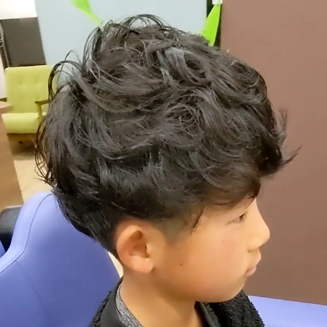 キッズカット+無造作パーマ【マッシュ⭕フェード⭕】の写真