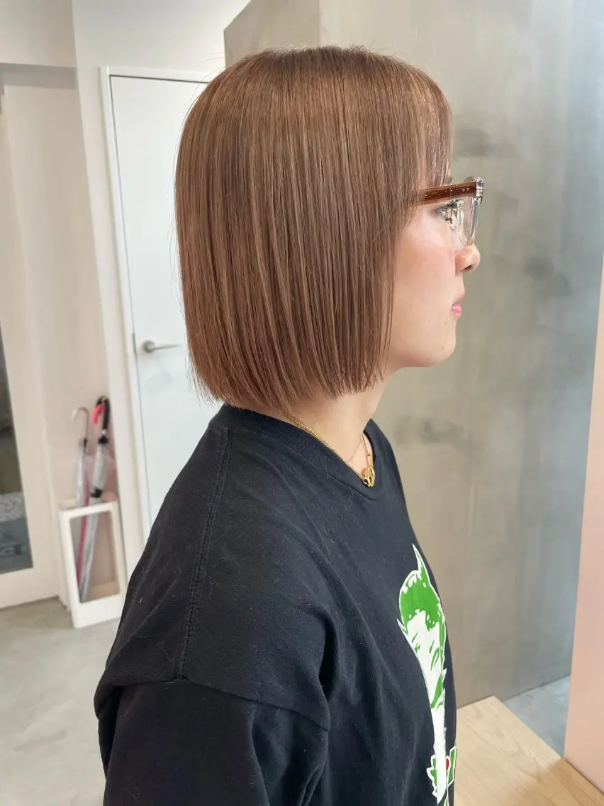 ミディアム カラー ブリーチ ダブルカラー ボブ 顔周りカット タンバルモリ ヘアカラー トリートメント 韓国/顔周り/ボブ/ ショート/大川陽太のヘアスタイル