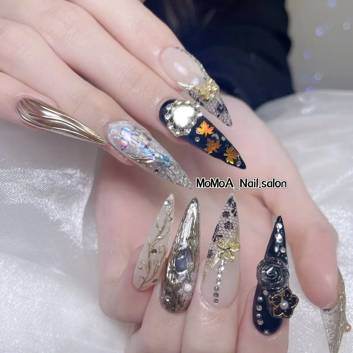 ネイル 成人式 ジェルネイル ネイルチップ ハンドネイル MoMoA Nail ネイル長さ出し専門店のネイルデザイン