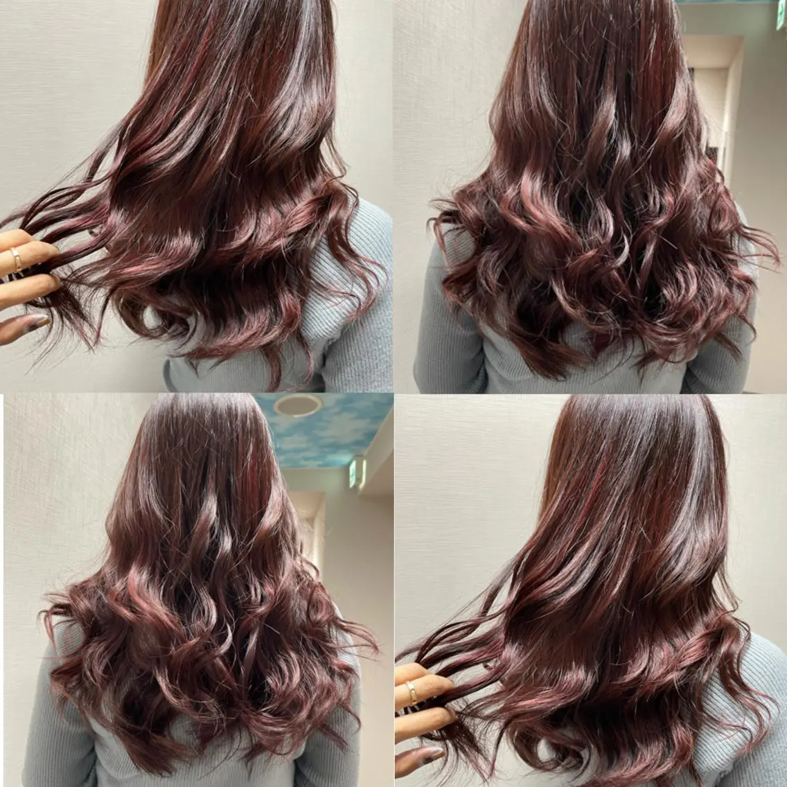 ロング カラー ボルドーカラー ヘアカラー 松井那津子 /ハイライトブリーチのヘアスタイル