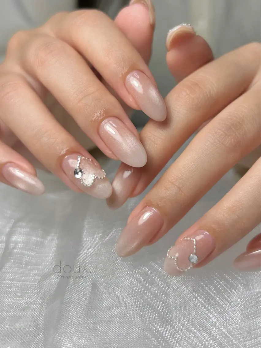 ネイル グラデーション ハート マグネットネイル ビー玉ネイル doux. nailのネイルデザイン