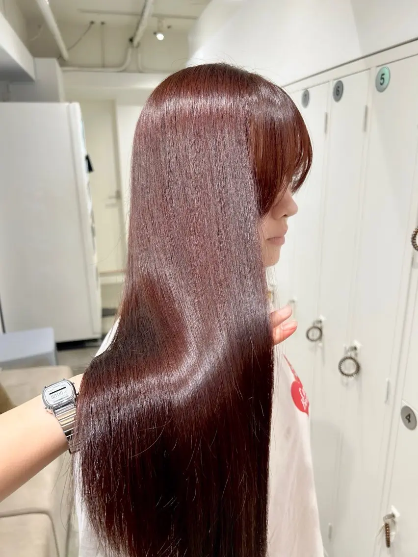 ロング カラー ブラウンカラー ピンクカラー ピンクブラウン 🧣艶カラー・ヘア セット Chie🧸のヘアスタイル
