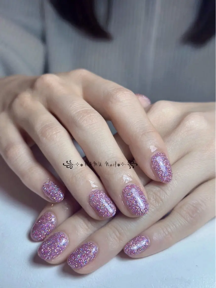 ネイル キラキラネイル マグネットネイル ミラーネイル ピンク 春ネイル ハンドネイル RAMU Nail 恵比寿店のネイルデザイン