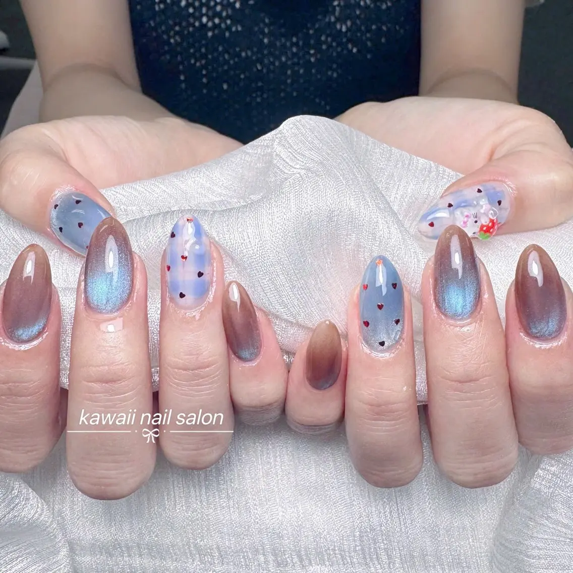 ネイル ドット フレンチネイル 韓国ネイル マグネットネイル オフィスネイル Kawaii Nail Salonのネイルデザイン