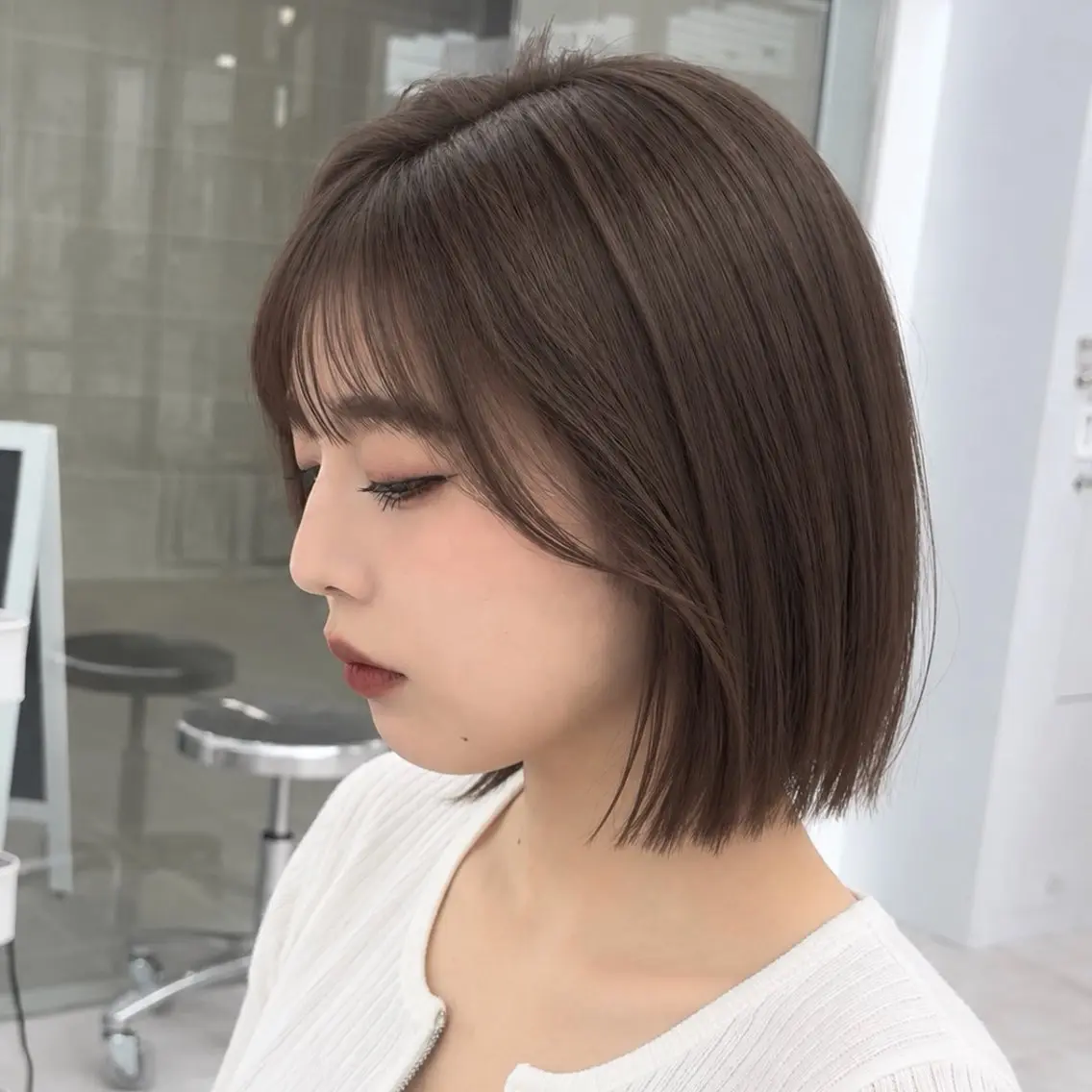 ミディアム カラー 透明感カラー ボブ カット ヘアカラー トリートメント mei タッセルボブ 縮毛矯正🧚‍♂️のヘアスタイル