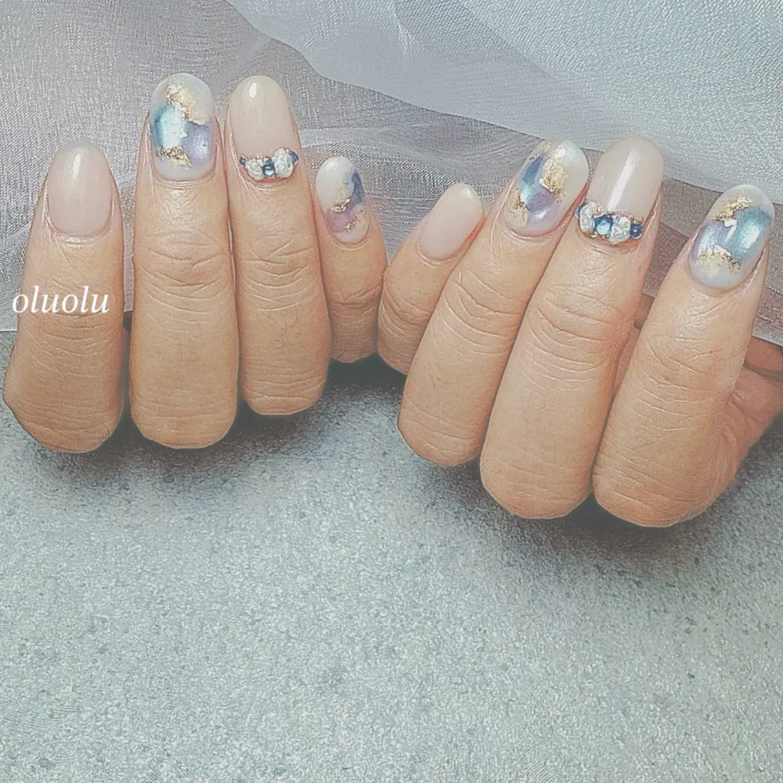 ネイル アートネイル キラキラネイル マグネットネイル ニュアンスネイル 夏ネイル ハンドネイル 大村 紬華のネイルデザイン