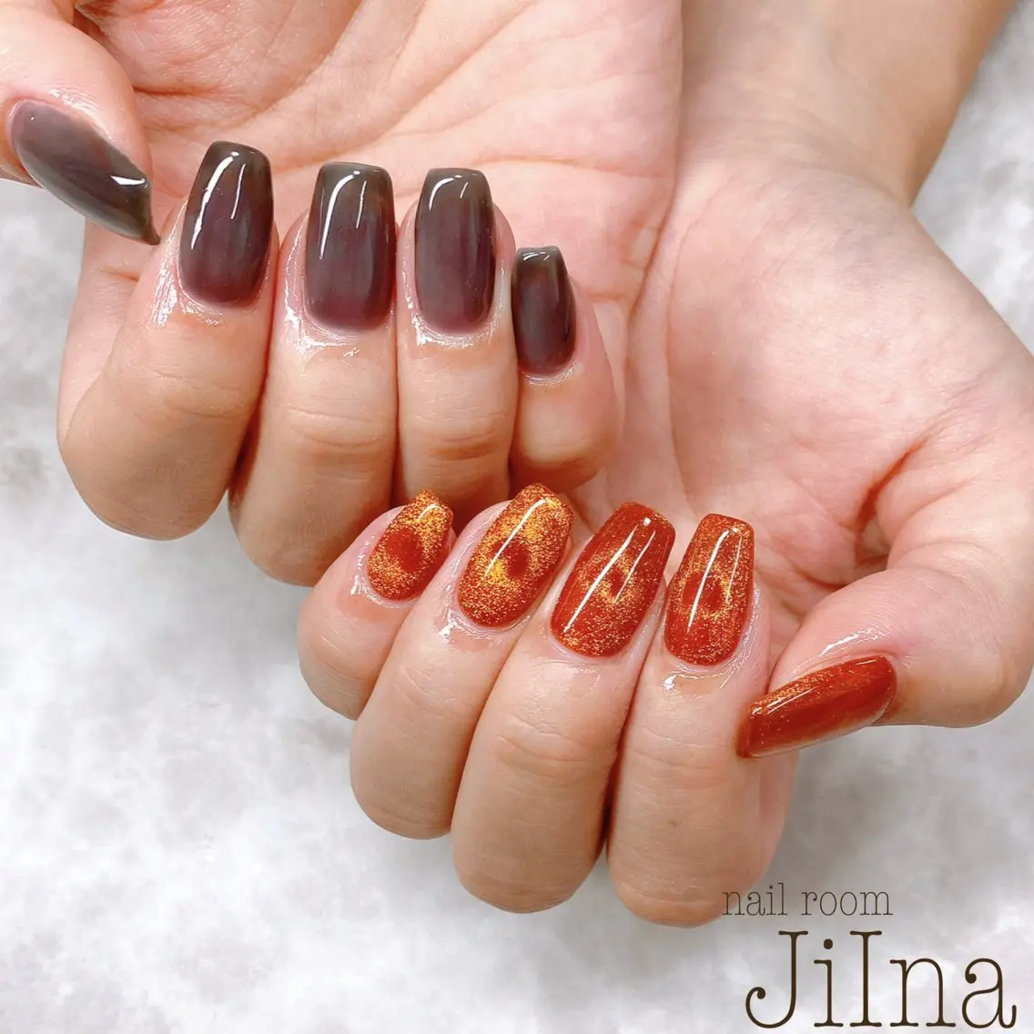 ネイル ハート マグネットネイル ワンカラーネイル JiIna nailのネイルデザイン