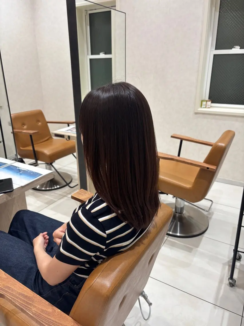 ミディアム パーマ ミディアムパーマ ストレートパーマ ⭐️うる艶カラー 募集　まゆ⭐️のヘアスタイル