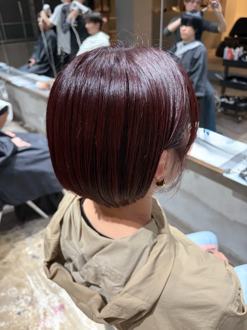 ショート カラー ボルドーカラー ショートヘア カット ヘアカラー 玉置七海✨ /透明感/髪質改善のヘアスタイル