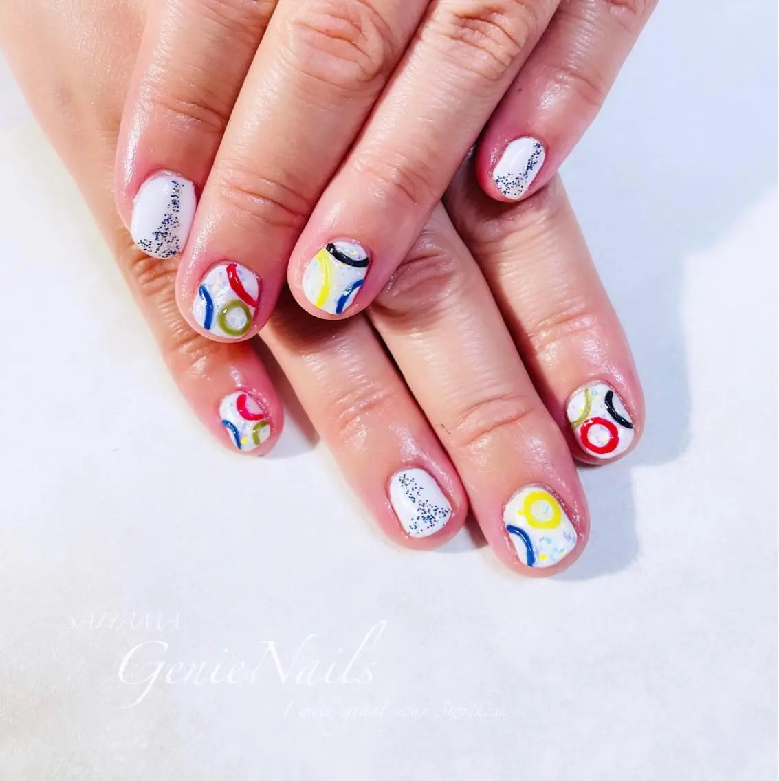 メンズ ネイル フットネイル ミラーネイル ニュアンスネイル ショートネイル Genie Nailsのネイルデザイン