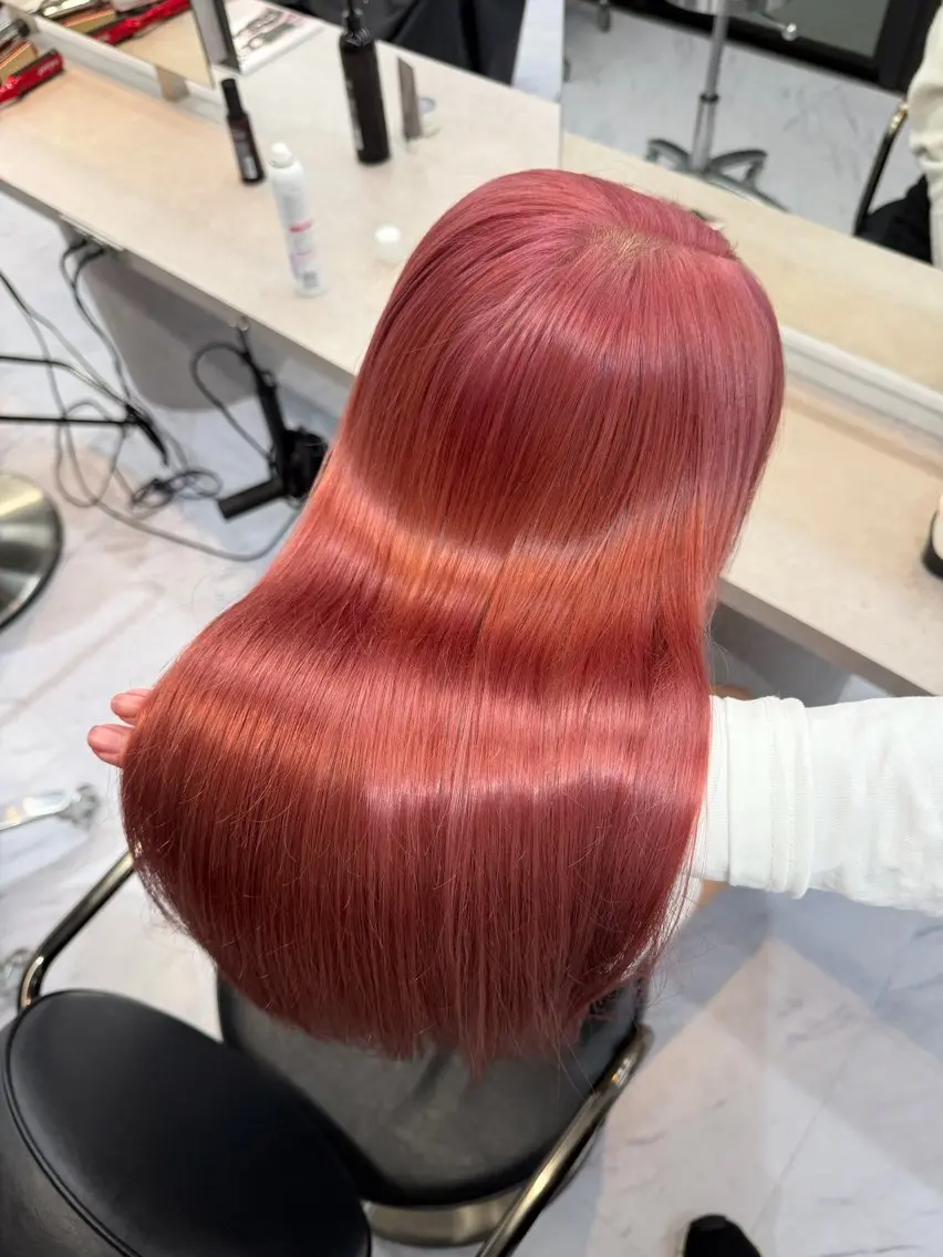 ロング カラー 透明感カラー ピンクカラー カット ヘアカラー トリートメント ヘアセット Rita/髪質改善/ ブリーチなしWカラーのヘアスタイル