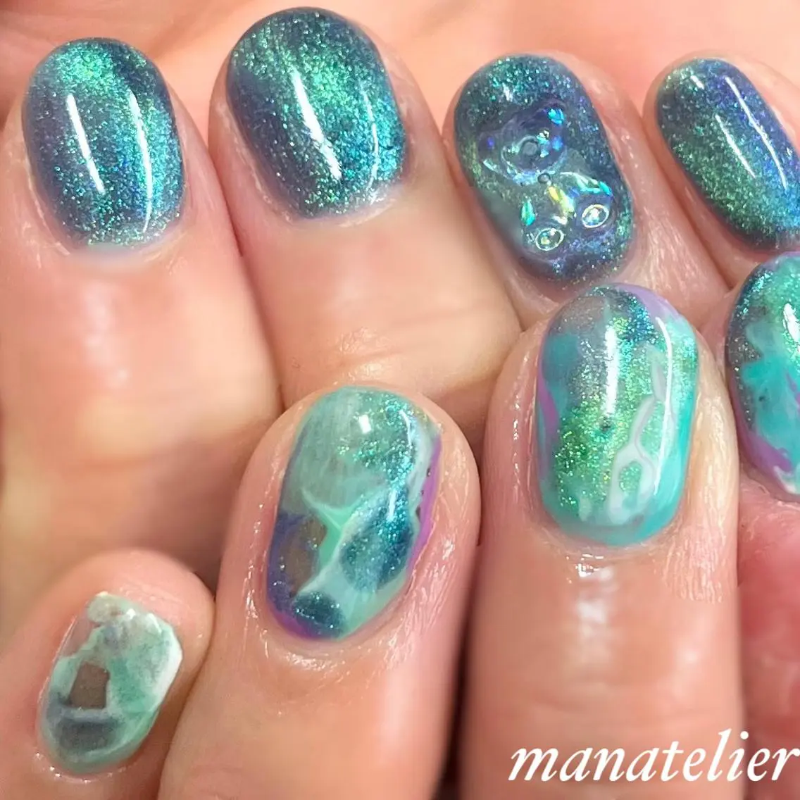 ネイル マグネットネイル ニュアンスネイル ハンドネイル manatelier マナトリエのネイルデザイン