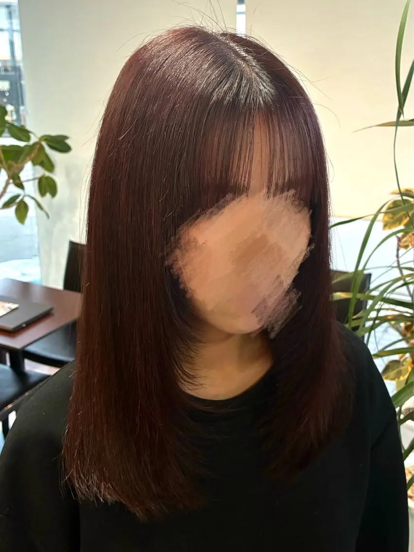 ミディアム カラー レッドカラー ヘアカラー arika もえのヘアスタイル