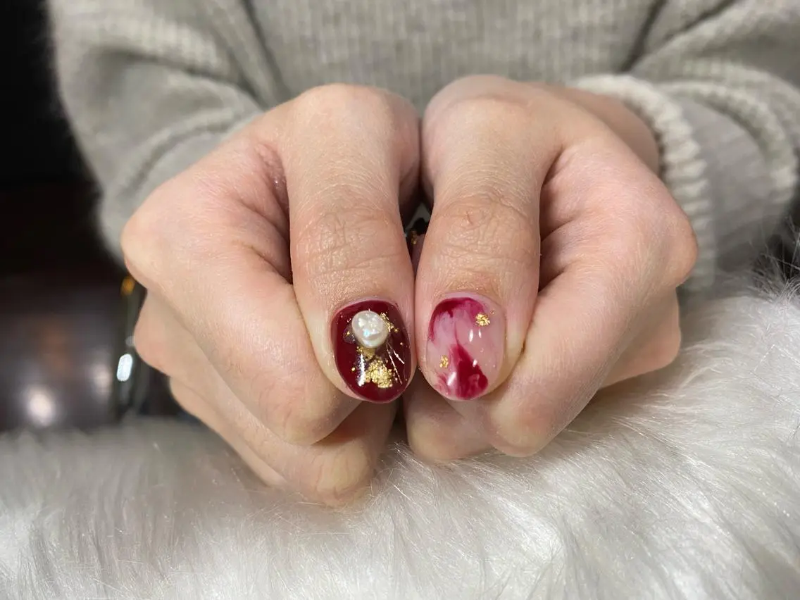 ネイル 成人式 持ち込み ハンドネイル crystal ⭐︎ colorのネイルデザイン