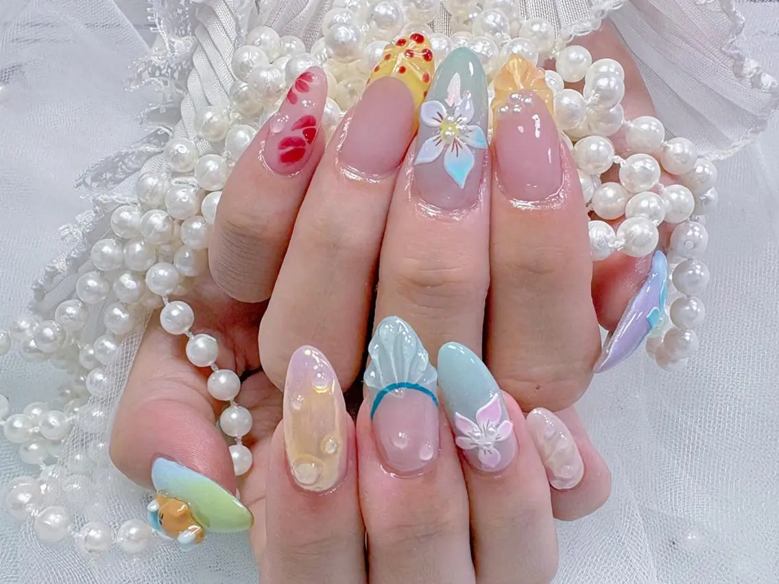 ネイル ハンドネイル 🐳彩羽チップ 長さだし専門🐳のネイルデザイン