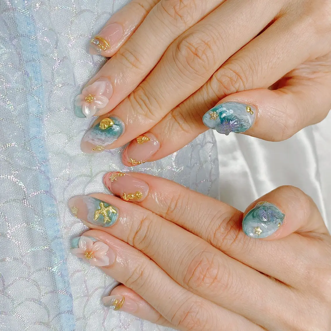 セミロング 韓国風ヘア ハンドネイル Akina Nail 亀戸のネイルデザイン