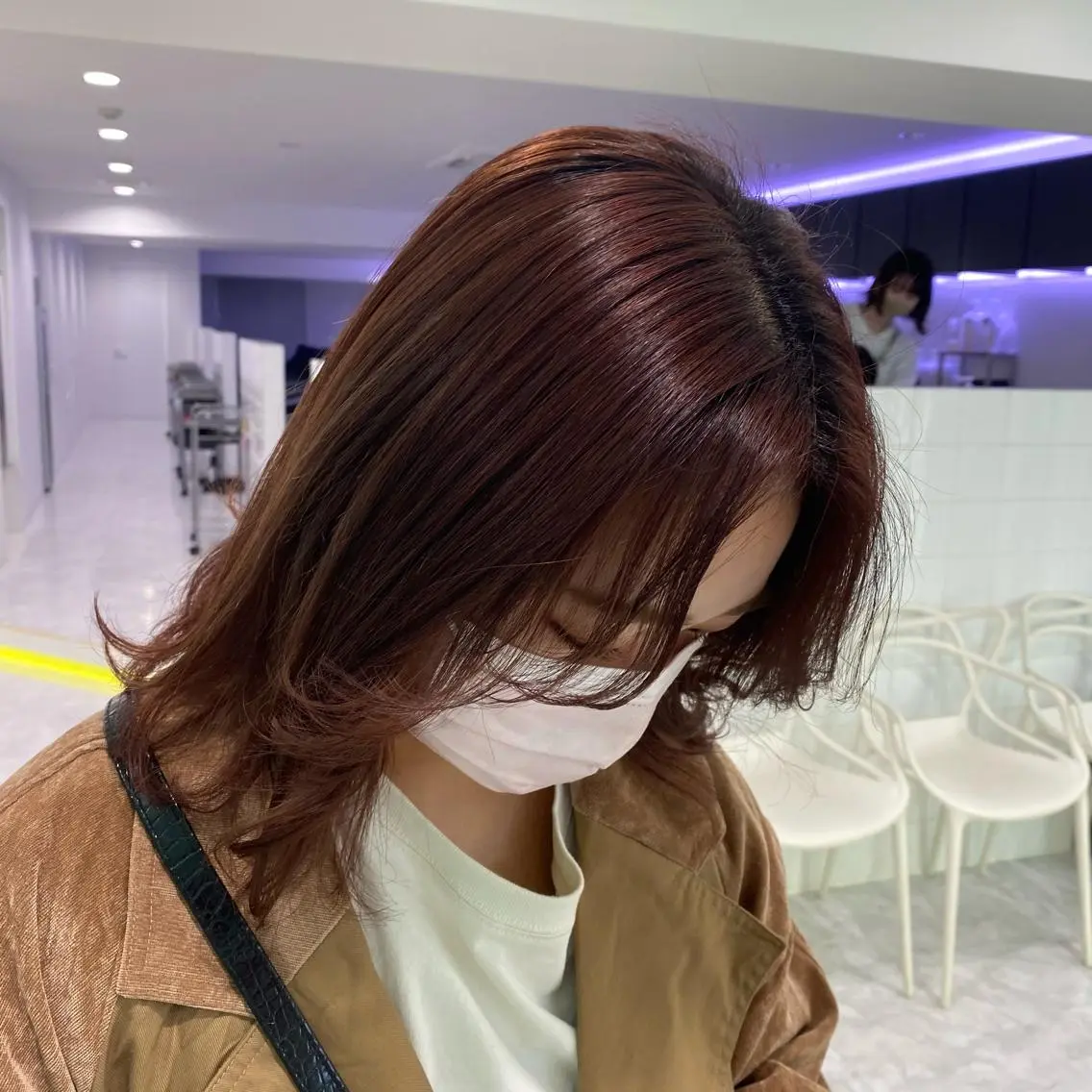 セミロング カラー ヘアアレンジ ヘアカラー トリートメント mai🍑暖色カラー /レイヤー💖のヘアスタイル