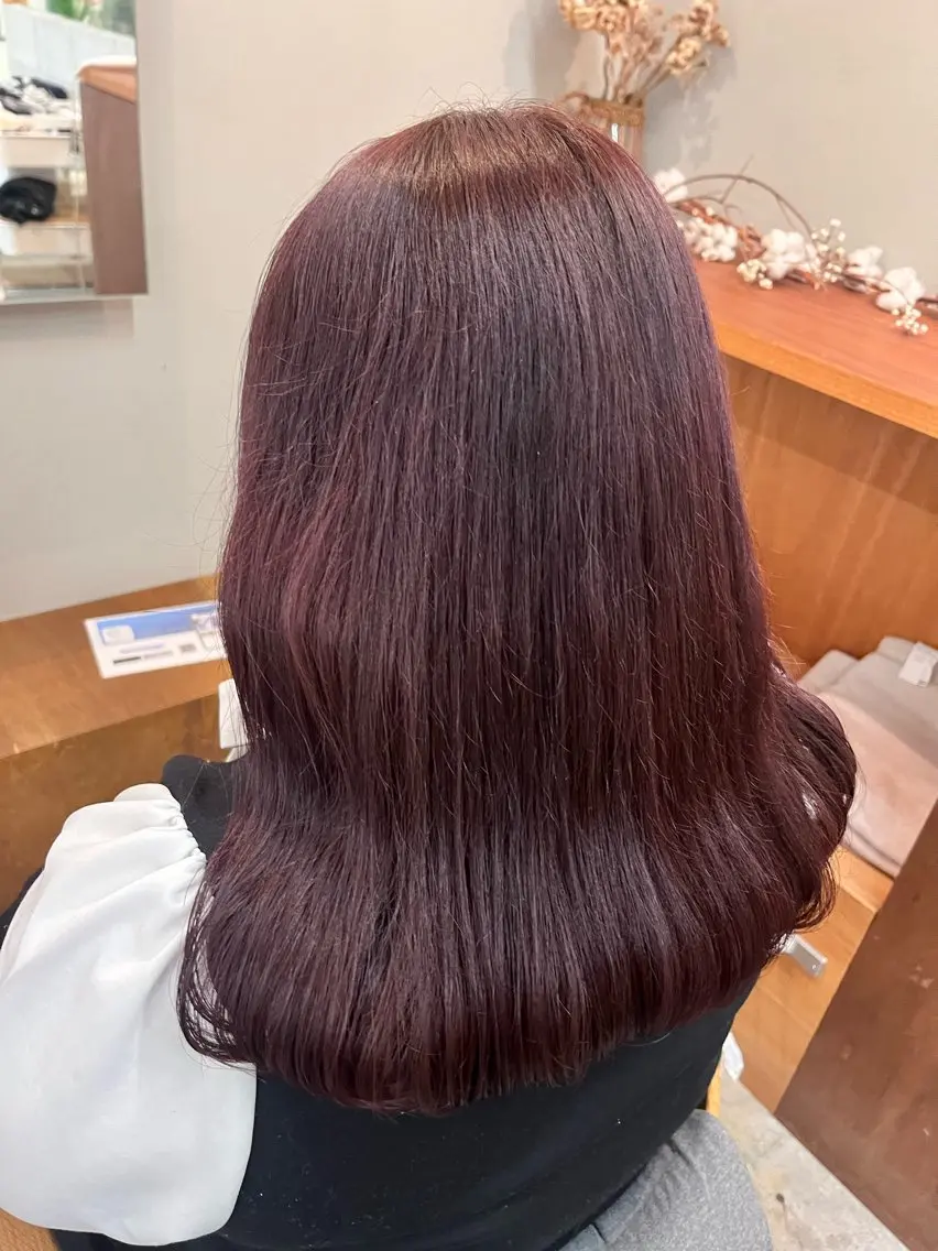 ロング カラー ピンクカラー ピンクパープル パープルカラー 暖色カラー/ ヘアセット🌛櫻井舞のヘアスタイル