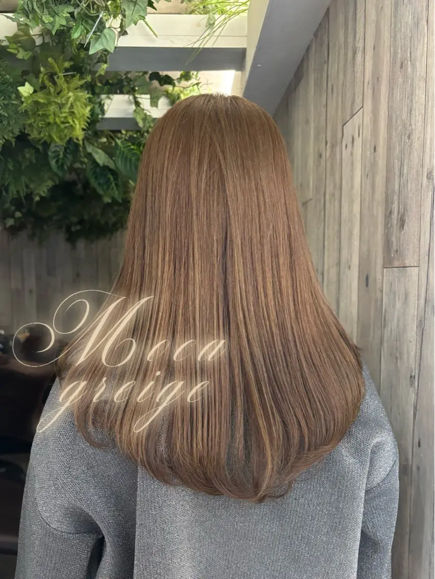 セミロング カラー ベージュカラー ブリーチ 透明感カラー ブリーチなしカラー カット ヘアカラー 坂下 光輝のヘアスタイル