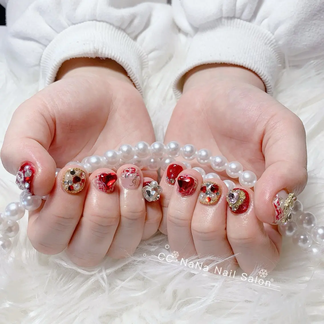 ネイル チークネイル フラッシュネイル ハート キラキラネイル 韓国ネイル ハンドネイル 💎CC・NaNa 韓国風ネイル🌙Cのネイルデザイン