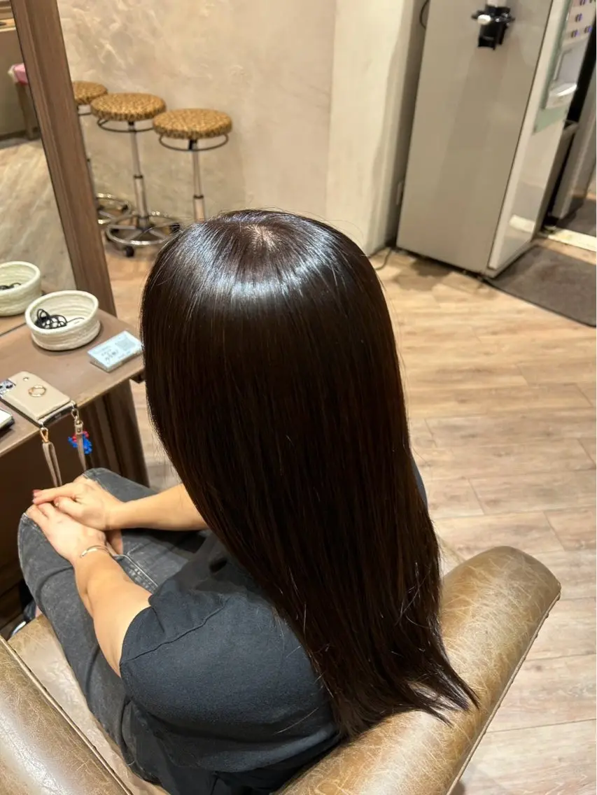 ロング カラー 島田 紅のヘアスタイル