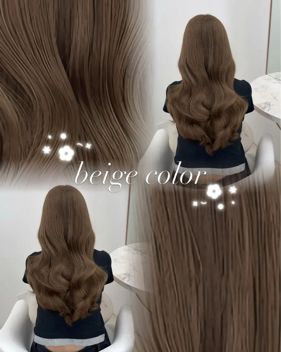 ロング カラー miyuu/ベージュ ブリーチなしWカラーのヘアスタイル