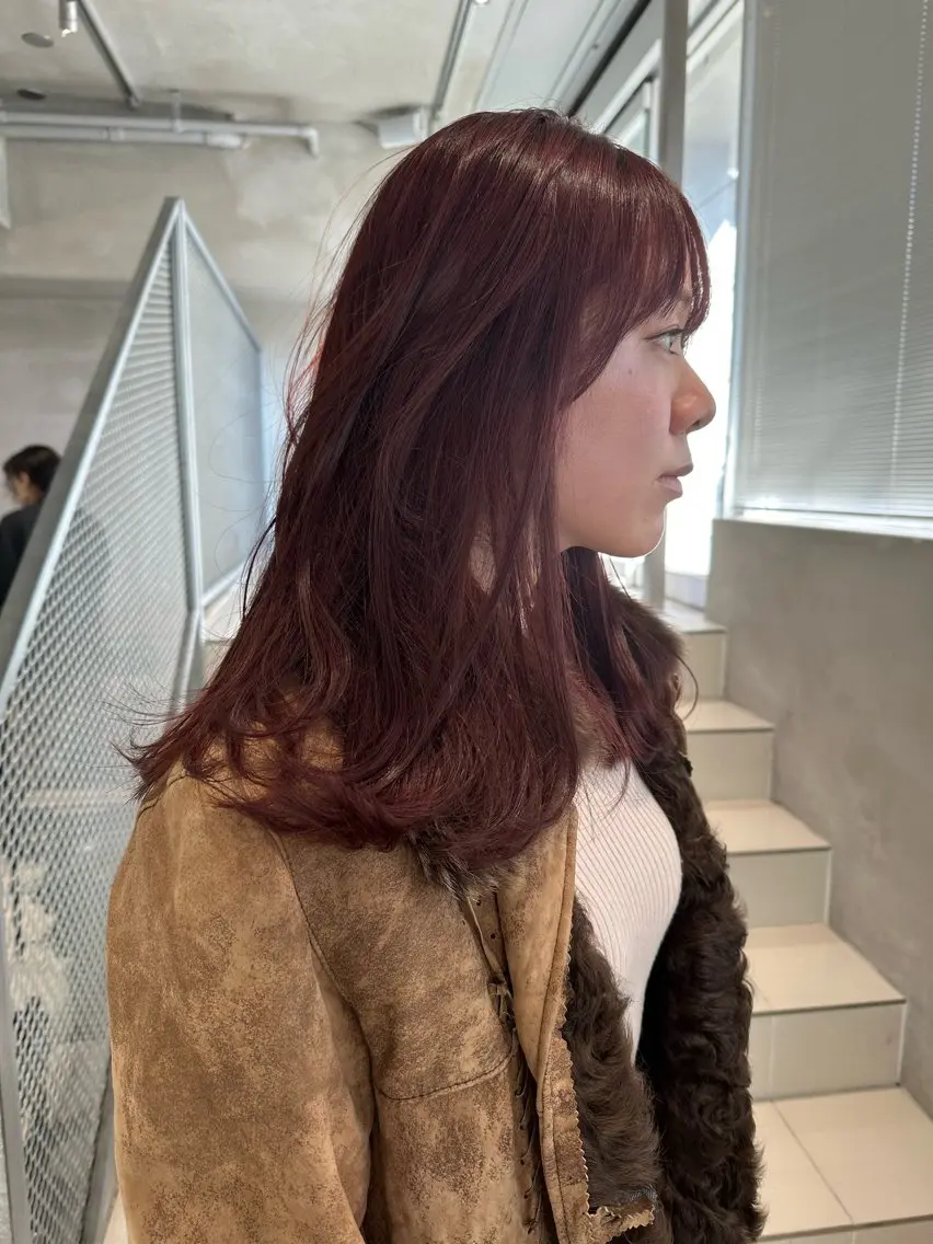 セミロング カラー ヘアアレンジ ピンクカラー ローズカラー カット ヘアカラー トリートメント 🎀暖色カラー🎀 おかだみほのヘアスタイル