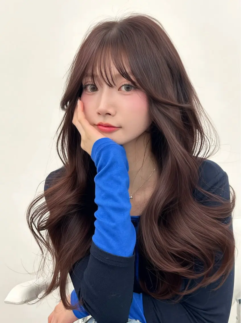 ロング カラー くびれヘア 顔周りカット 韓国風ヘア レイヤーカット 小顔カット カット ヘアカラー トリートメント 韓国ヘア/顔周り ヘアセット/加藤優里のヘアスタイル
