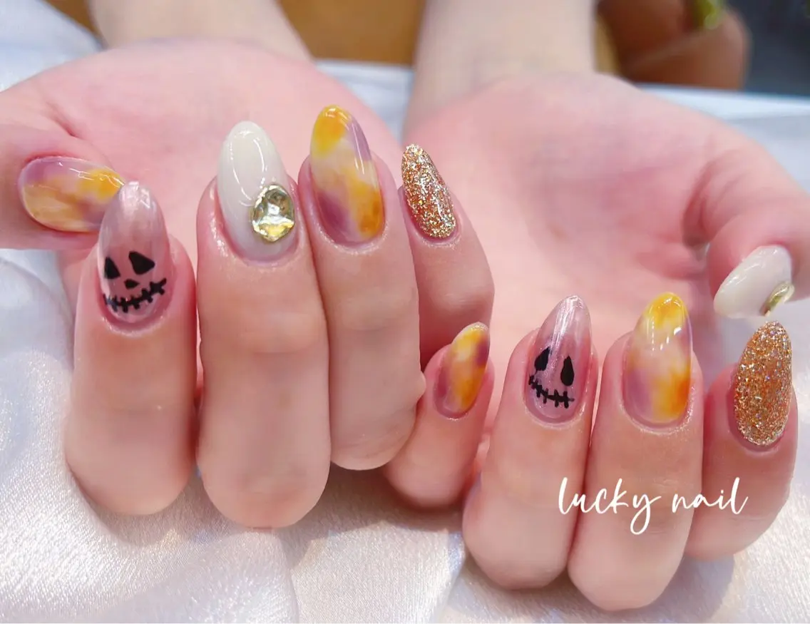 ネイル チークネイル 長さ出し ジェルネイル マグネットネイル 持ち込み Lucky nail 小林和希のネイルデザイン
