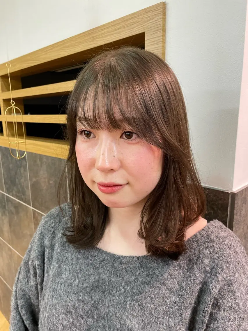 ミディアム カラー パーマ 髪質改善/縮毛矯正/ 透明感🩵NANAのヘアスタイル