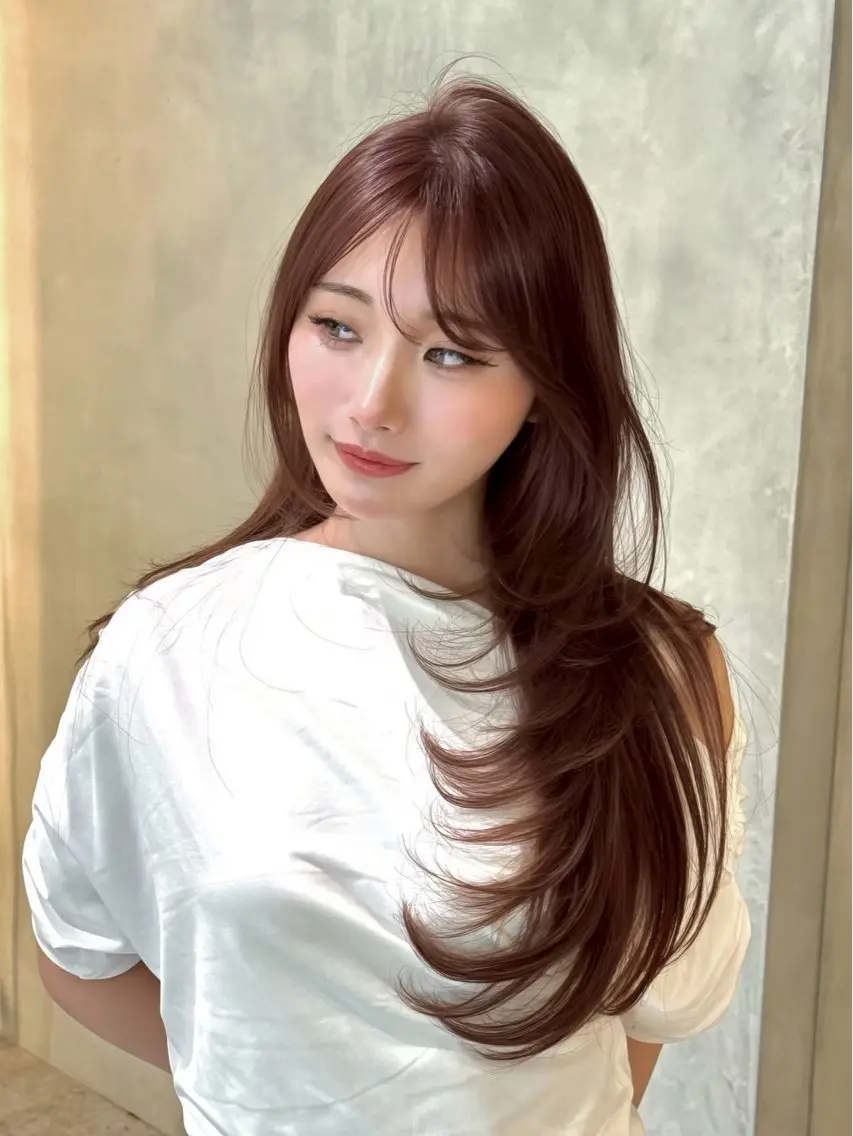 ロング カラー カット ヘアカラー トリートメント 🦋韓国風レイヤー/ 艶髪矯正🦋凛太郎のヘアスタイル