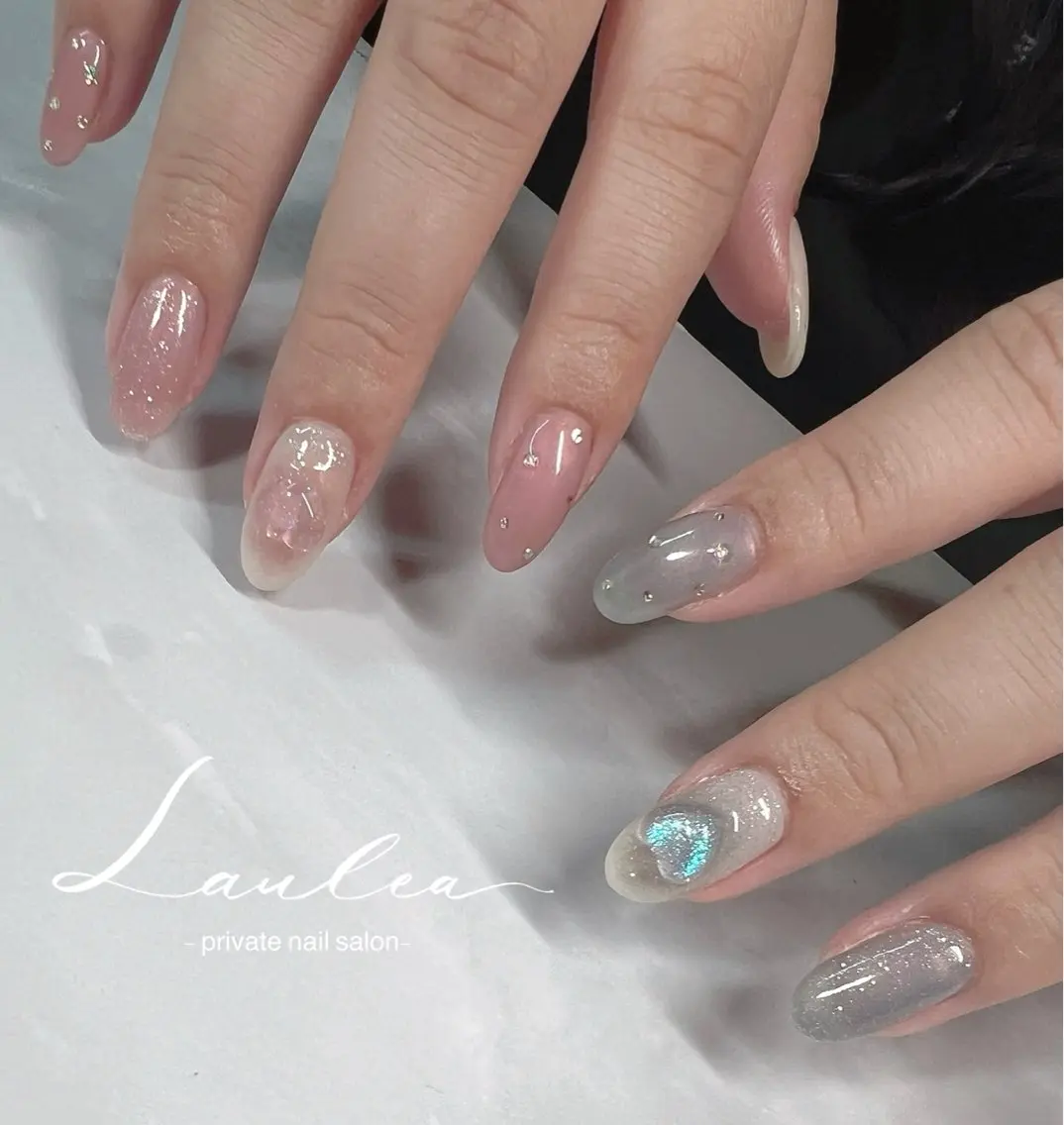 ネイル フットネイル ジェルネイル ハート 韓国ネイル ハンドネイル nail salon Lauleaのネイルデザイン