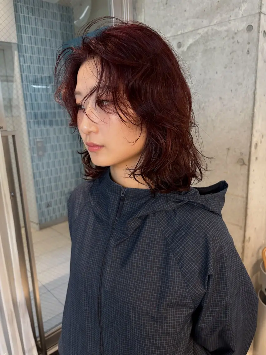 ミディアム カラー パーマ ブリーチ ダブルカラー ブリーチなしカラー rikuto カット/パーマのヘアスタイル