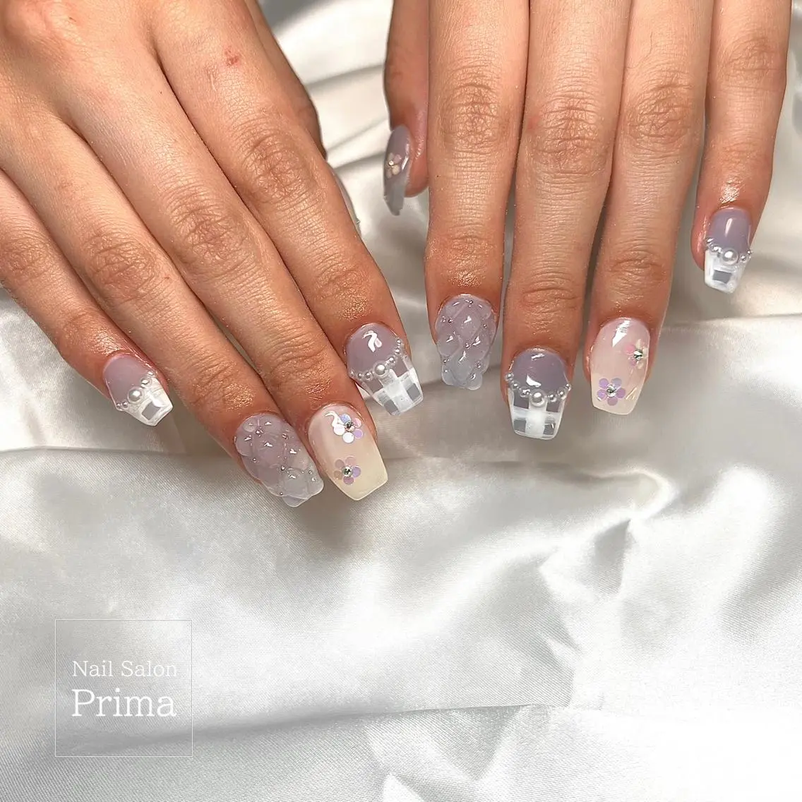 セミロング ネイル 長さ出し SalonPrima 西院Nail&Eyeのネイルデザイン