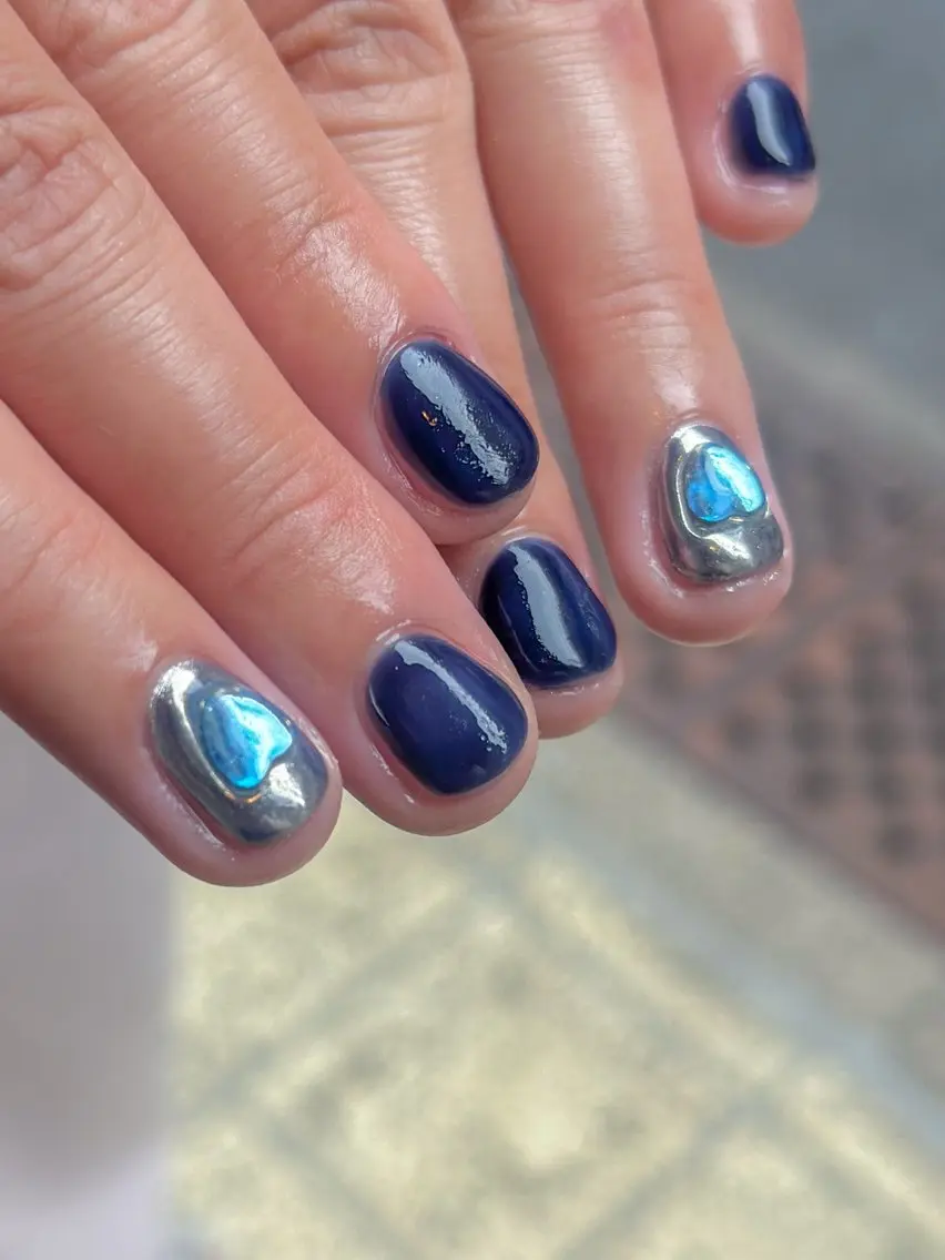 ネイル ハート ミラーネイル Lira nailのネイルデザイン