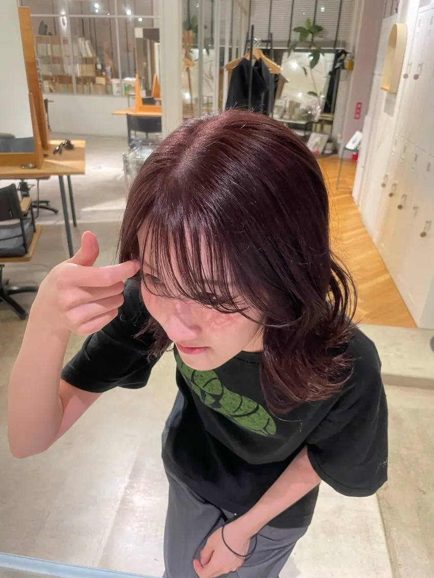 ミディアム カラー ブリーチ 透明感カラー ラベンダーカラー ブリーチなしカラー ヘアカラー カラーモデル🧼/ りむのヘアスタイル