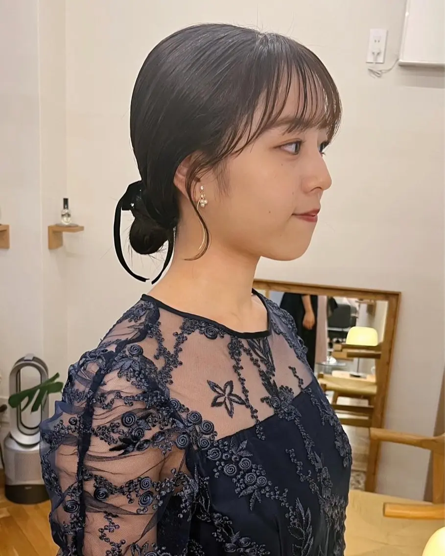 ヘアアレンジ 成人式 お団子ヘア 結婚式・ブライダル 卒業式のヘアスタイル ヘアセット 西山 紗耶香🪽 透明感カラー/ボブのヘアスタイル