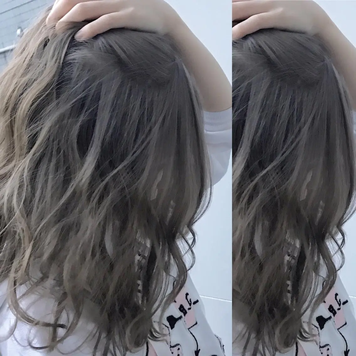 セミロング カラー ブリーチ ブルーカラー ブルージュ Shiho お洒落な エクステ♡ハイトーンのヘアスタイル