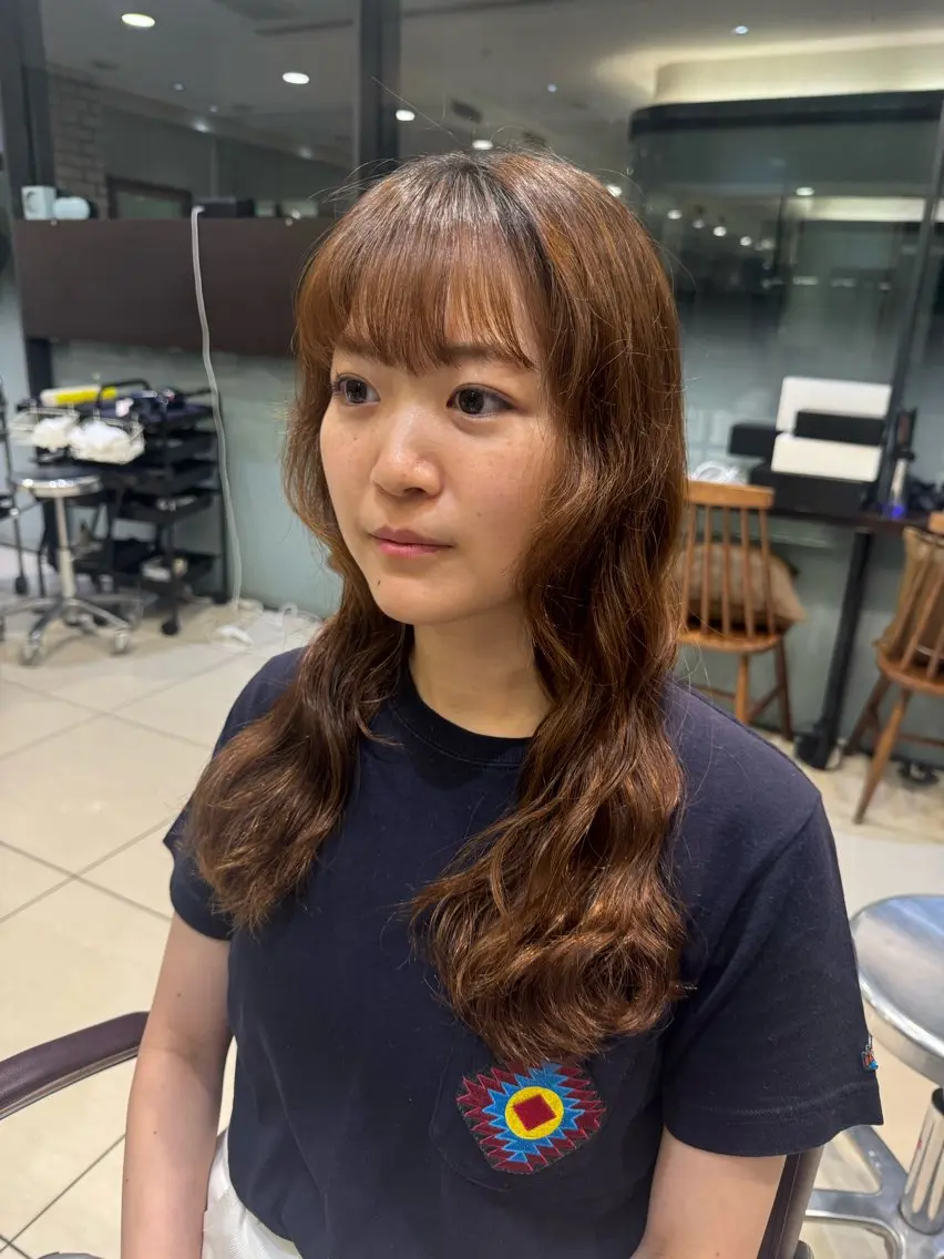 セミロング カット パーマ トリートメント 大人可愛い♡コテ巻き パーマ🌼杉田 萌恵のヘアスタイル