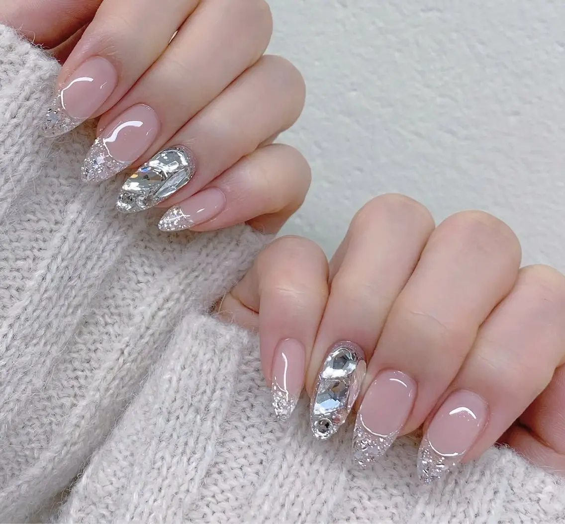 ネイル ハンドネイル 🎀PG🩵 ネイルサロンのネイルデザイン