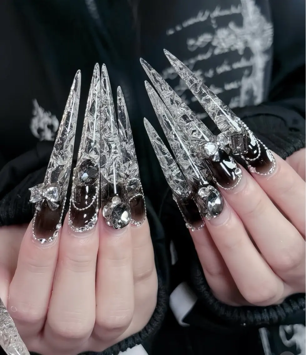 ネイル べっ甲ネイル ブルー 長さ出し フレンチネイル ジェルネイル ハンドネイル Rin Nail 新大久保店のネイルデザイン