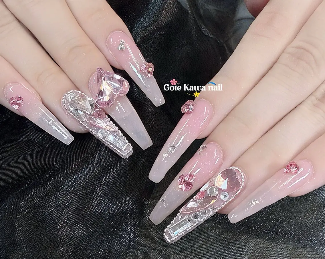 ネイル フラッシュネイル ハート ピンク 夏ネイル ワンホンネイル ハンドネイル ハンドケア Gote Kawa nail salonのネイルデザイン