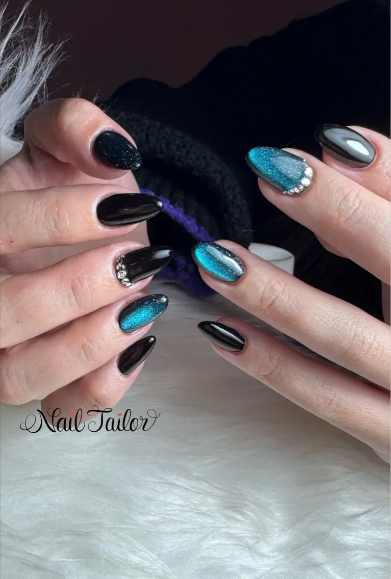 ネイル ブルー マグネットネイル ハンドネイル NailTailor ネイルテイラーのネイルデザイン