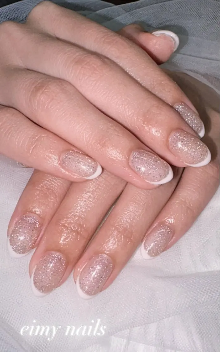 ネイル フレンチネイル ラメ(グリッター) ワンカラーネイル シンプルネイル ハンドネイル eimy nails♡のネイルデザイン