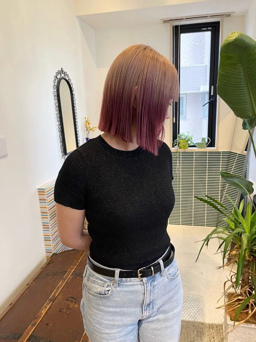 ミディアム カラー ブリーチ グラデーションカラー カット ヘアカラー トリートメント 🩷ハイトーン透明感 レイヤー🩷ユリカのヘアスタイル