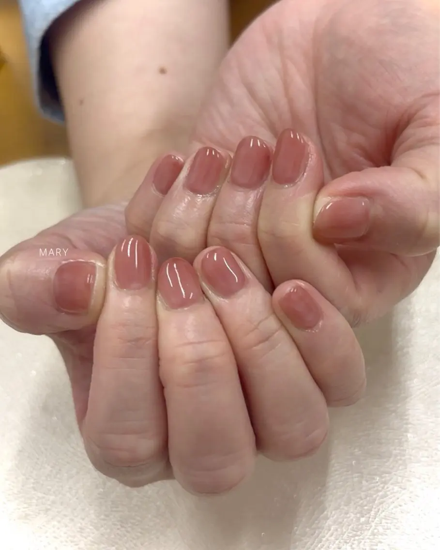 ネイル ニュアンスネイル オフィスネイル ワンカラーネイル シンプルネイル ハンドネイル Mary nail .narumiのネイルデザイン