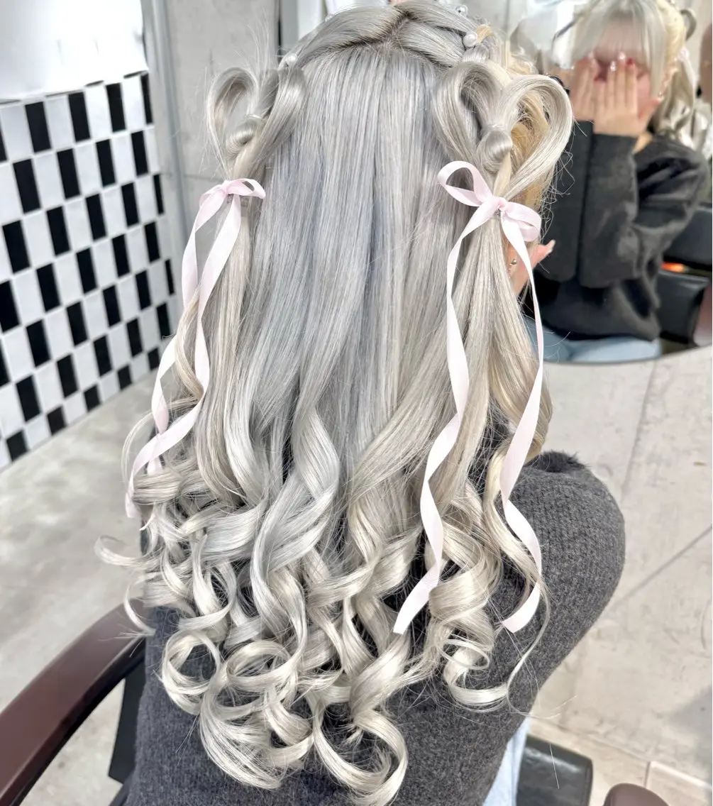 ロング カラー パーマ ヘアアレンジ メンズ キッズ 子どものヘアアレンジ ヘアカラー トリートメント ヘアセット 💖オタク美容師 ꒰ঌ♡モモ♡໒꒱のヘアスタイル