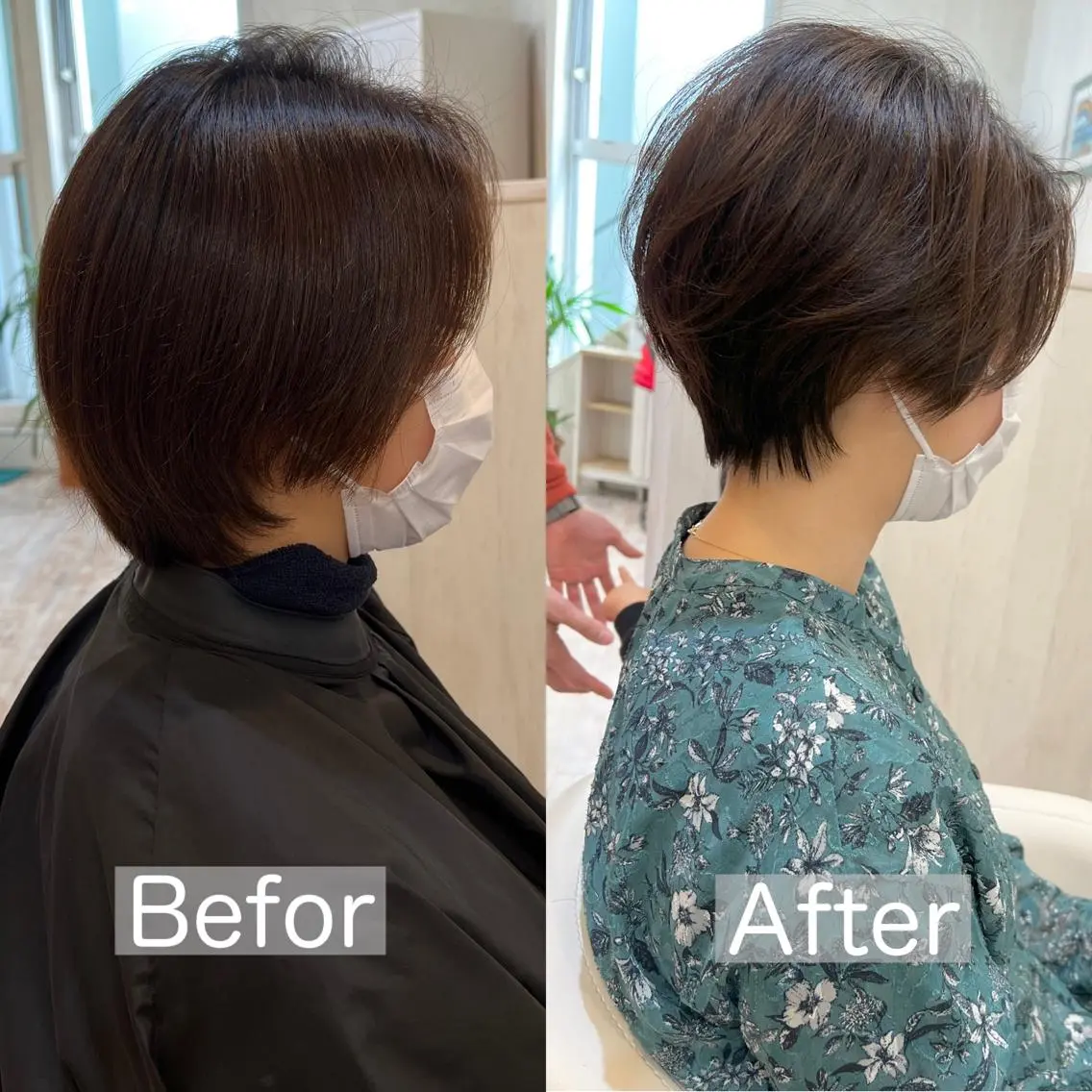 ショート カラー カット 縮毛矯正 佐藤史哉* 韓国レイヤー赤み除去のヘアスタイル