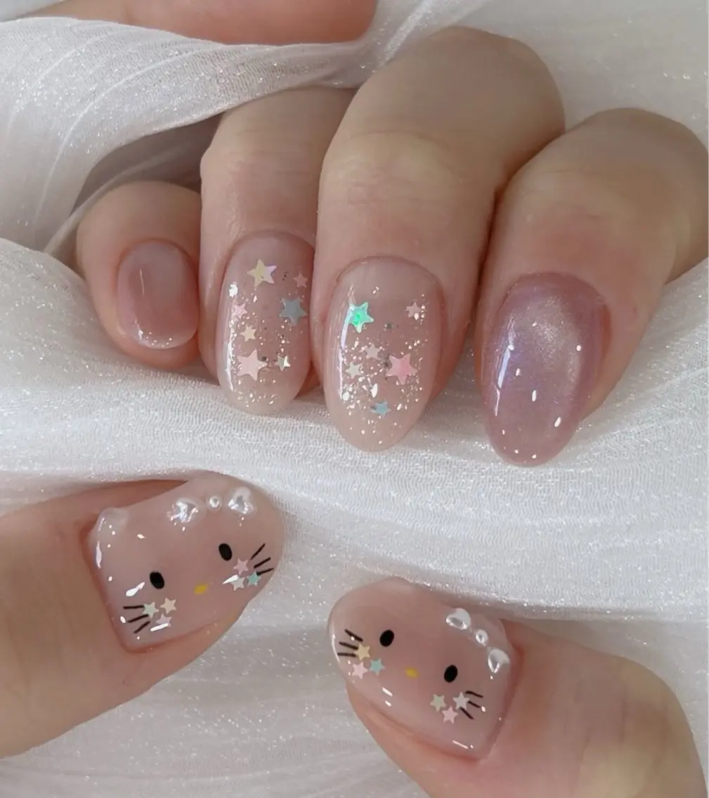 ネイル チークネイル フレンチネイル グラデーション 韓国ネイル マグネットネイル Hana Nailのネイルデザイン